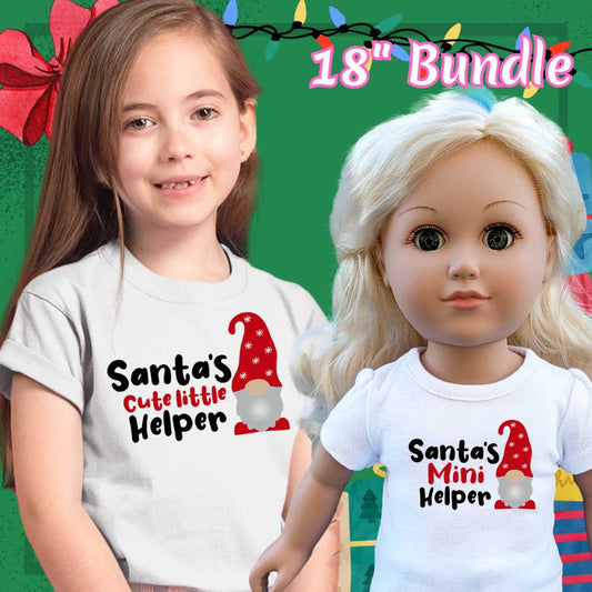 Santa's Cute Little Helper, 18" Doll Regular Tee Bundle