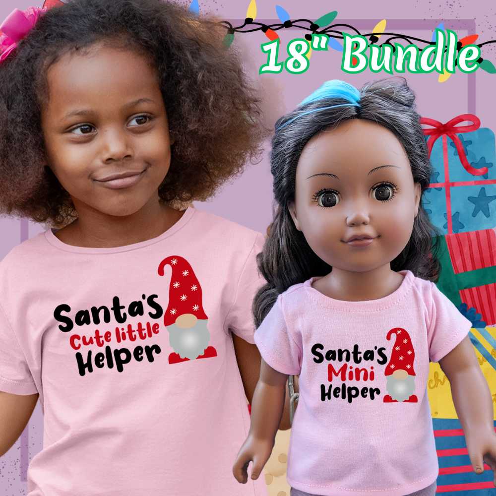 Santa's Cute Little Helper, 18" Doll Regular Tee Bundle