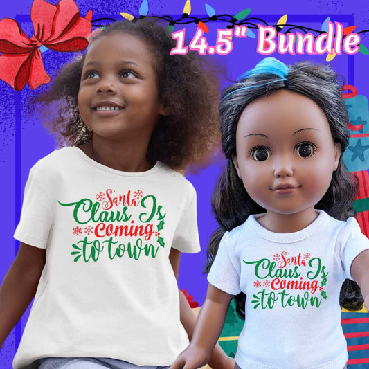 Santa Claus is Coming To Town, 14" Doll Regular Tee Bundle