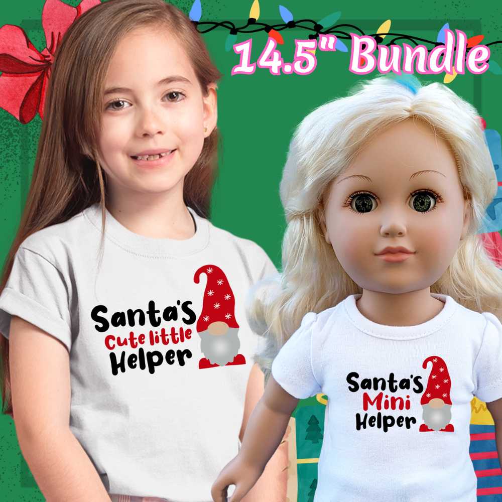 Santa's Cute Little Helper, 14" Doll Regular Tee Bundle