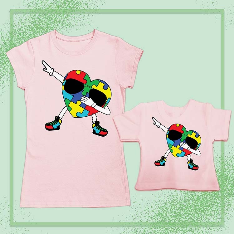 Dabbing Autism Heart, Extra Regular Girl's & Doll Shirts