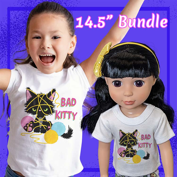 Bad Kitty, 14" Doll Regular Tee Bundle