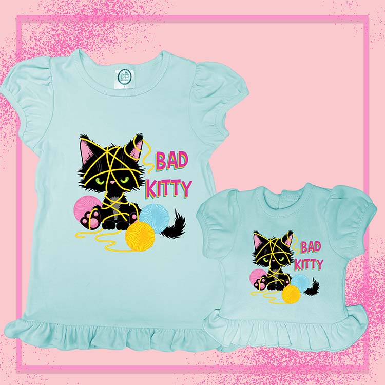 Bad Kitty, Extra Ruffle Girl's & Doll Shirts