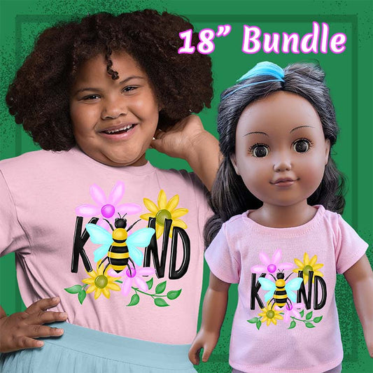 Bee Kind, 18" Doll Regular Tee Bundle