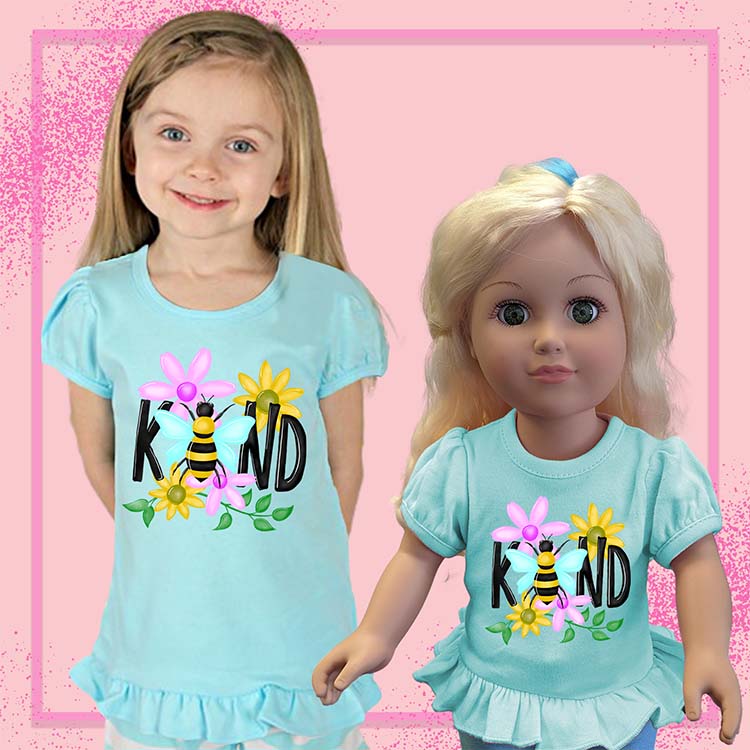 Bee Kind, 18" Doll Ruffle Tee Bundle