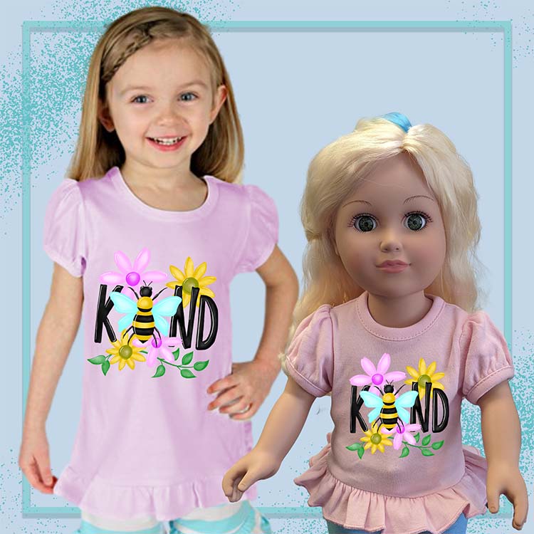 Bee Kind, 18" Doll Ruffle Tee Bundle