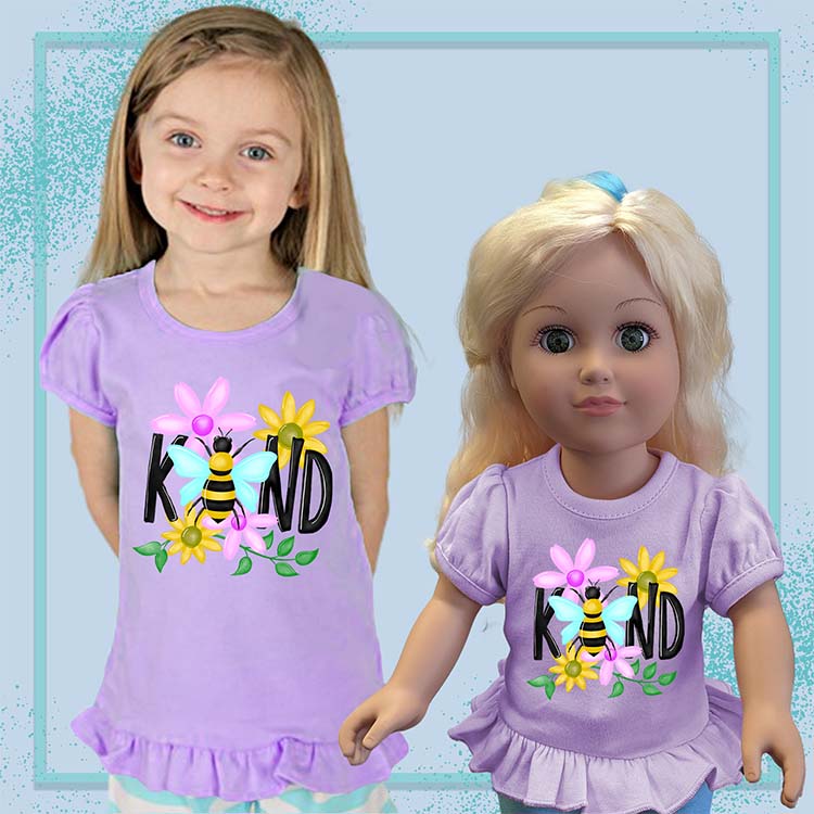 Bee Kind, 18" Doll Ruffle Tee Bundle