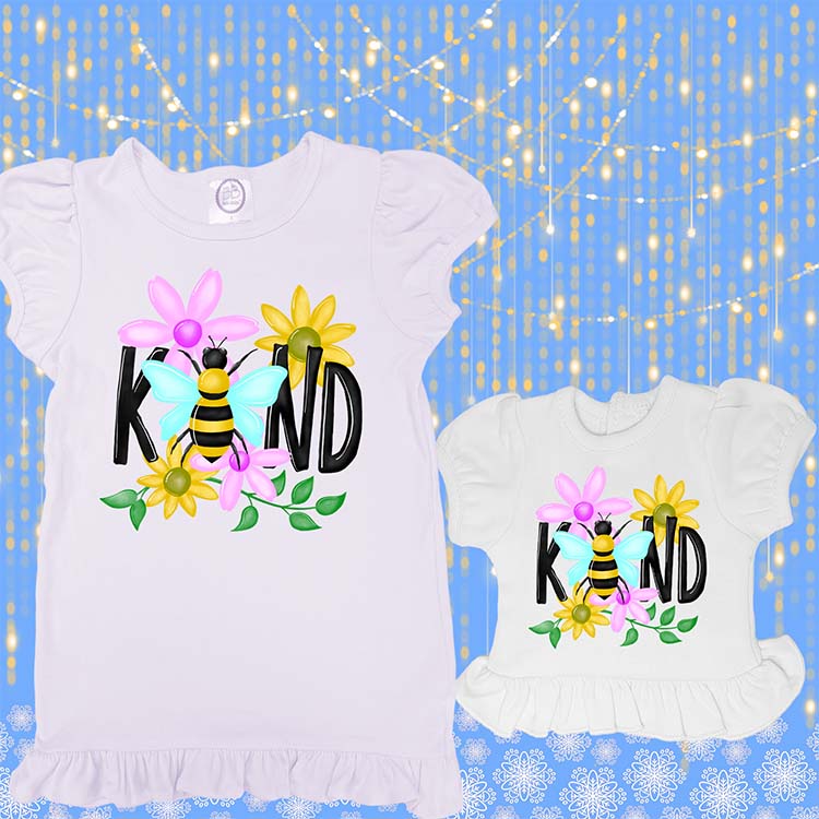 Bee Kind, Extra Ruffle Girl's & Doll Shirts