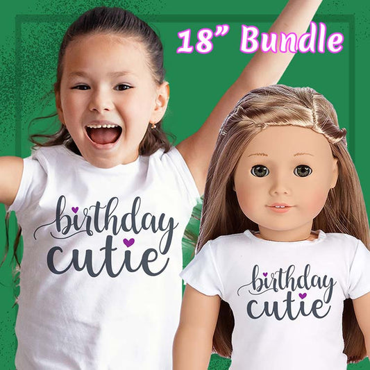 Birthday Cutie, 18" Doll Regular Tee Bundle