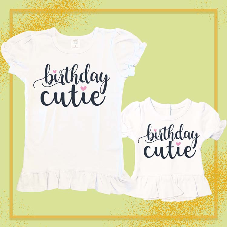 Birthday Cutie, Extra Ruffle Girl's & Doll Shirts