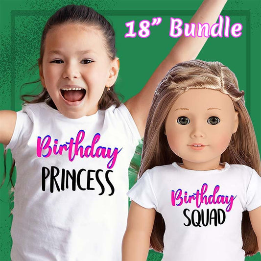 Birthday Princess, 18" Doll Regular Tee Bundle