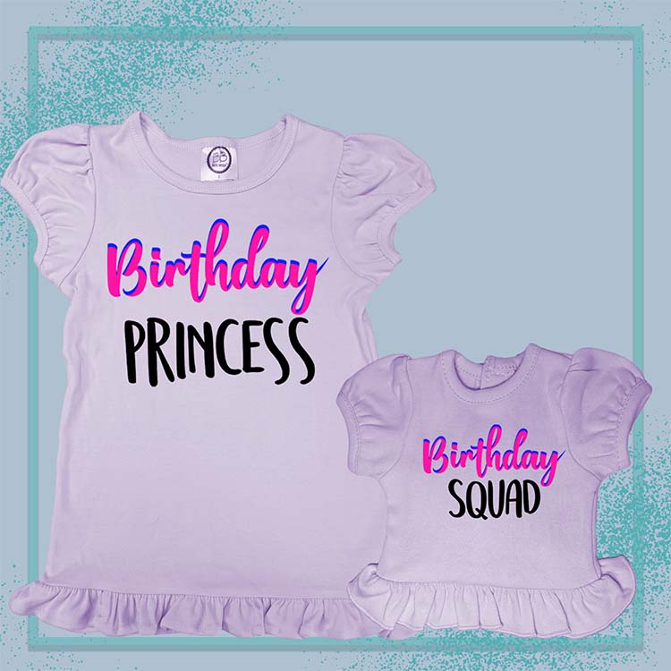 Birthday Princess, 18" Doll Ruffle Tee Bundle