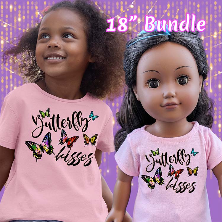 Butterfly Kisses, 18" Doll Regular Tee Bundle