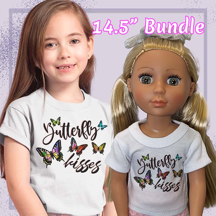 Butterfly Kisses, 14" Doll Regular Tee Bundle