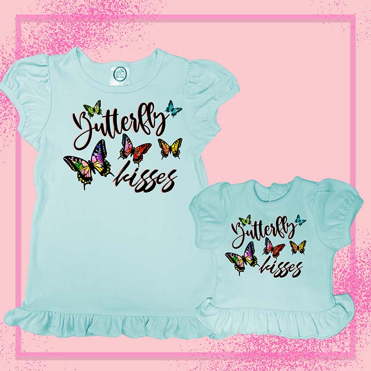 Butterfly Kisses, Extra Ruffle Girl's & Doll Shirts