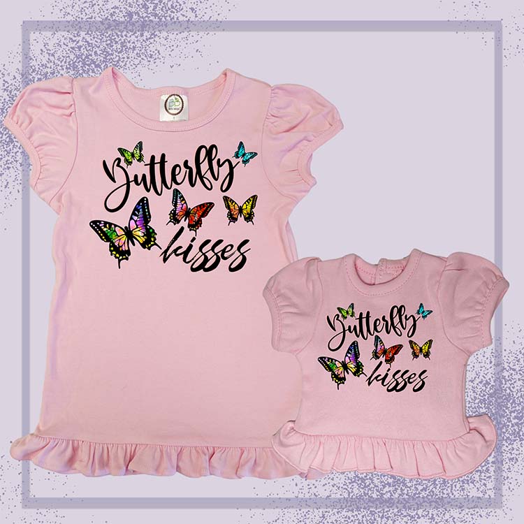 Butterfly Kisses, Extra Ruffle Girl's & Doll Shirts