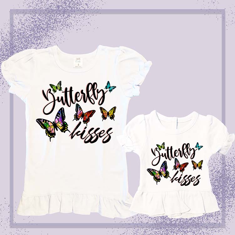 Butterfly Kisses, Extra Ruffle Girl's & Doll Shirts