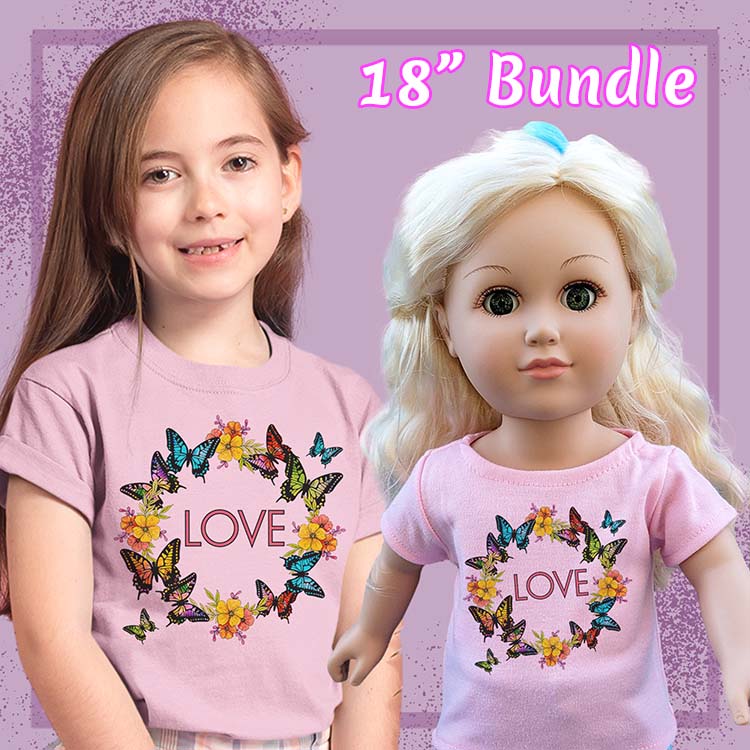 Butterfly Love, 18" Doll Regular Tee Bundle