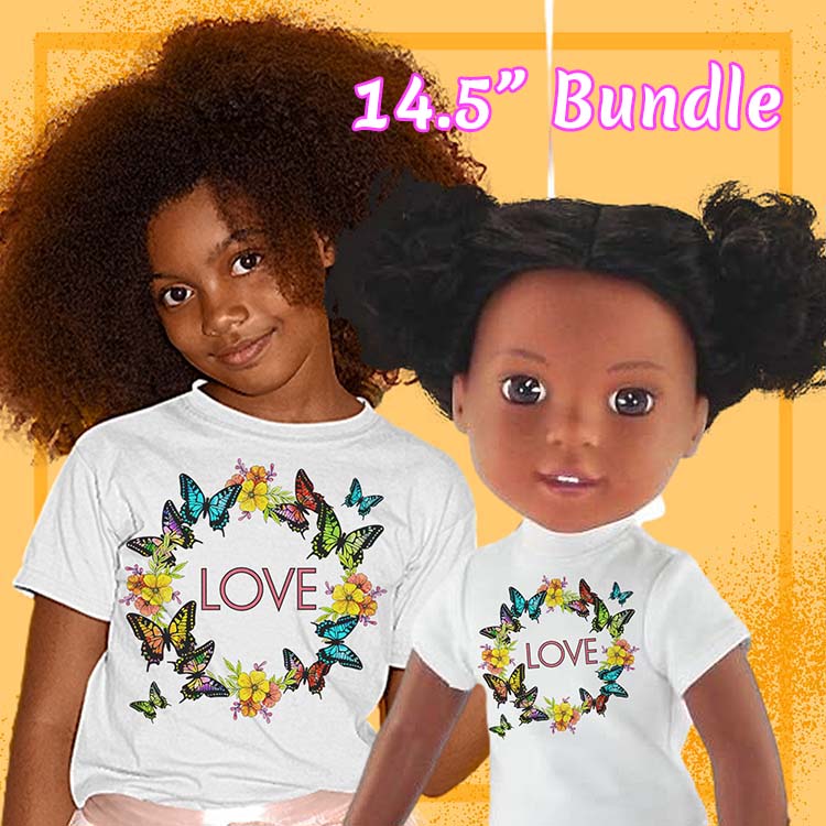 Butterfly Love, 14" Doll Regular Tee Bundle