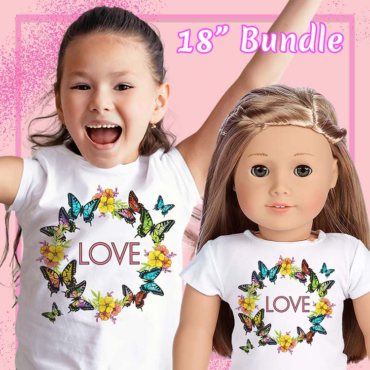 Butterfly Love, 18" Doll Regular Tee Bundle