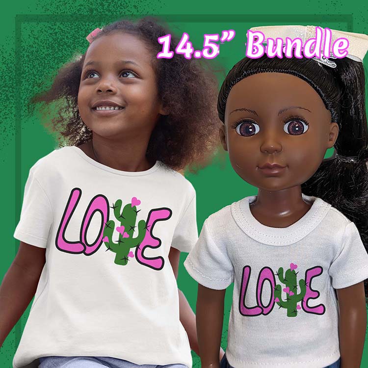 Cacti Love, 14" Doll Regular Tee Bundle