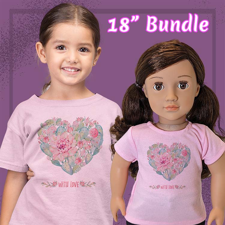 Cactus Heart, 18" Doll Regular Tee Bundle