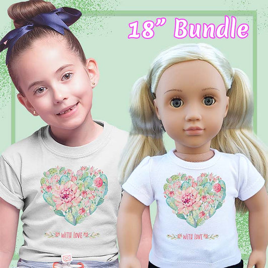 Cactus Heart, 18" Doll Regular Tee Bundle