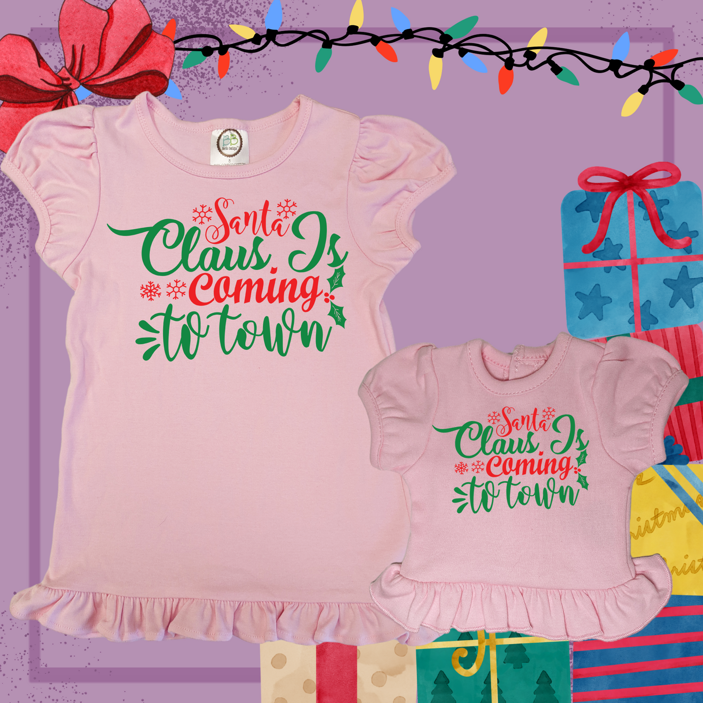 Santa Clause is Coming To Town, 18" Doll Ruffle Tee Bundle