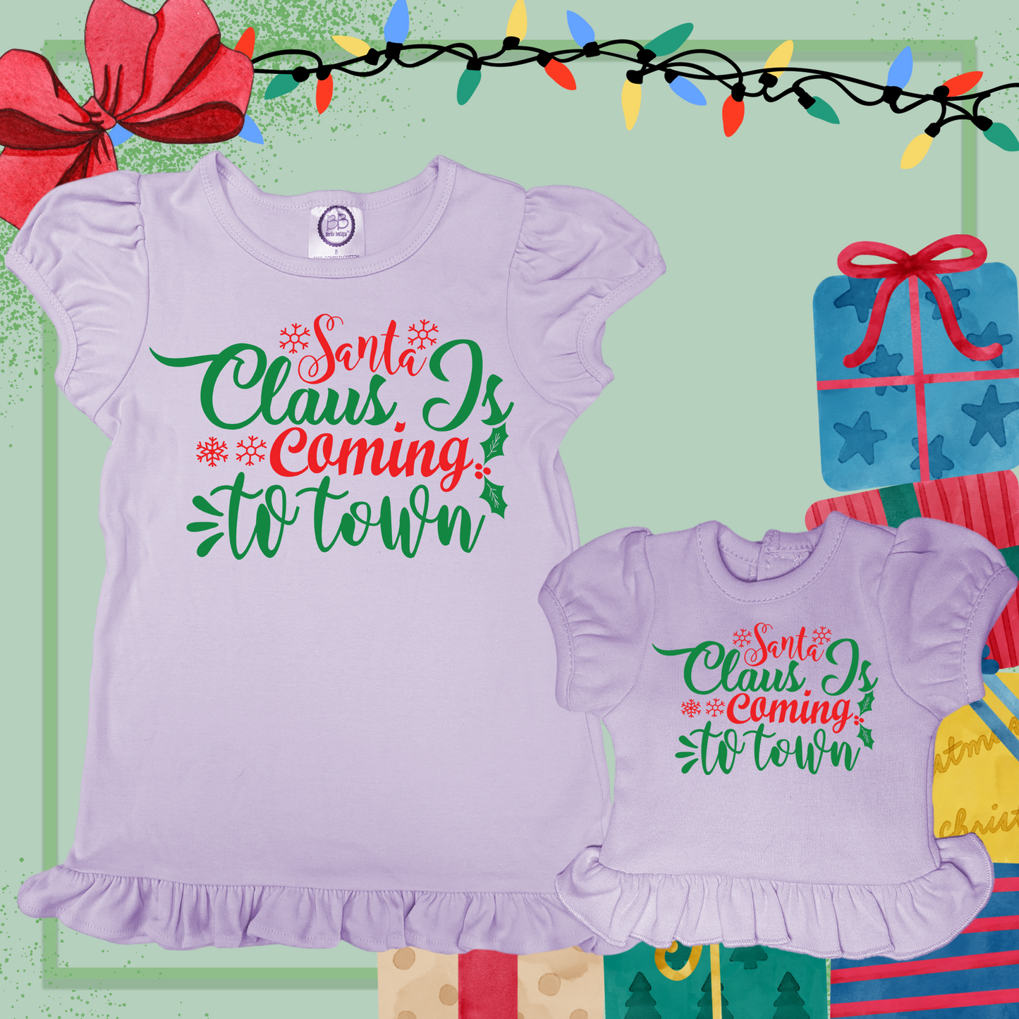 Santa Clause is Coming To Town, 18" Doll Ruffle Tee Bundle