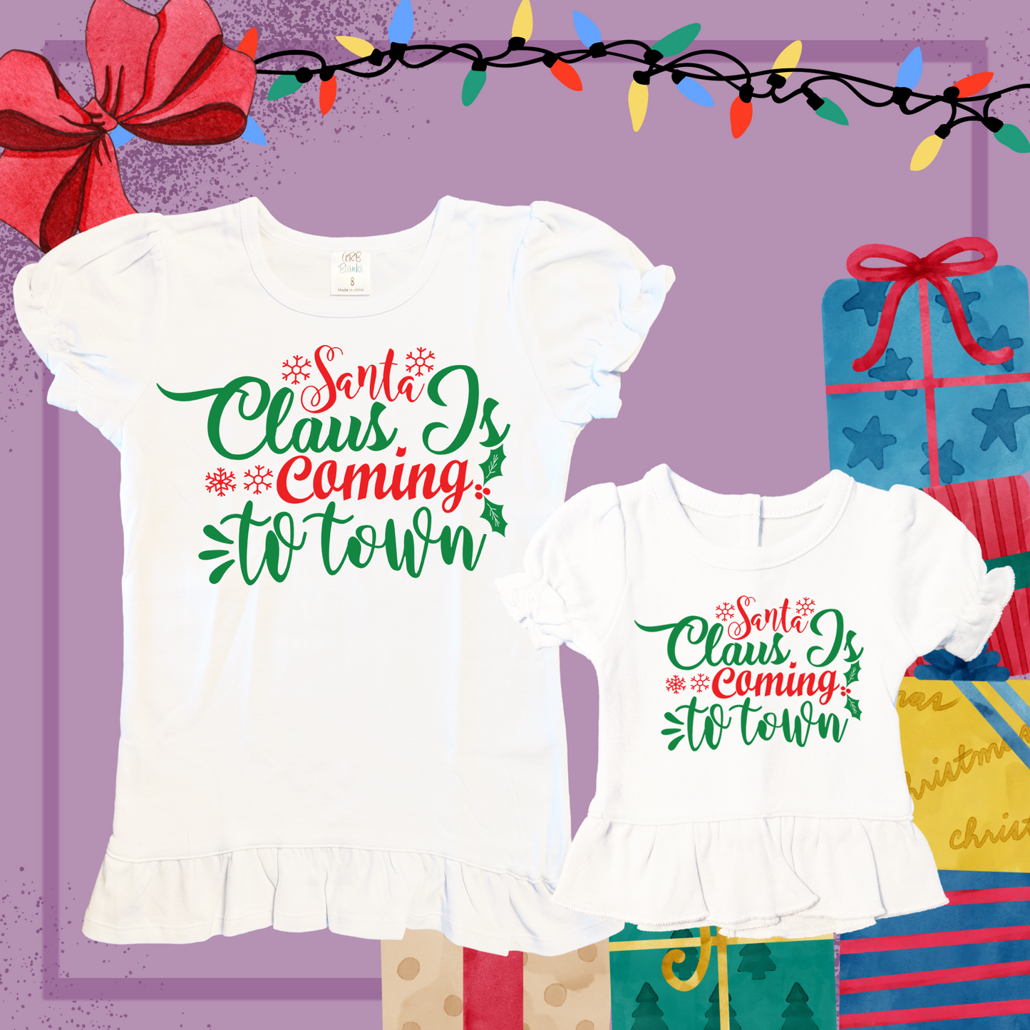 Santa Clause is Coming To Town, 18" Doll Ruffle Tee Bundle