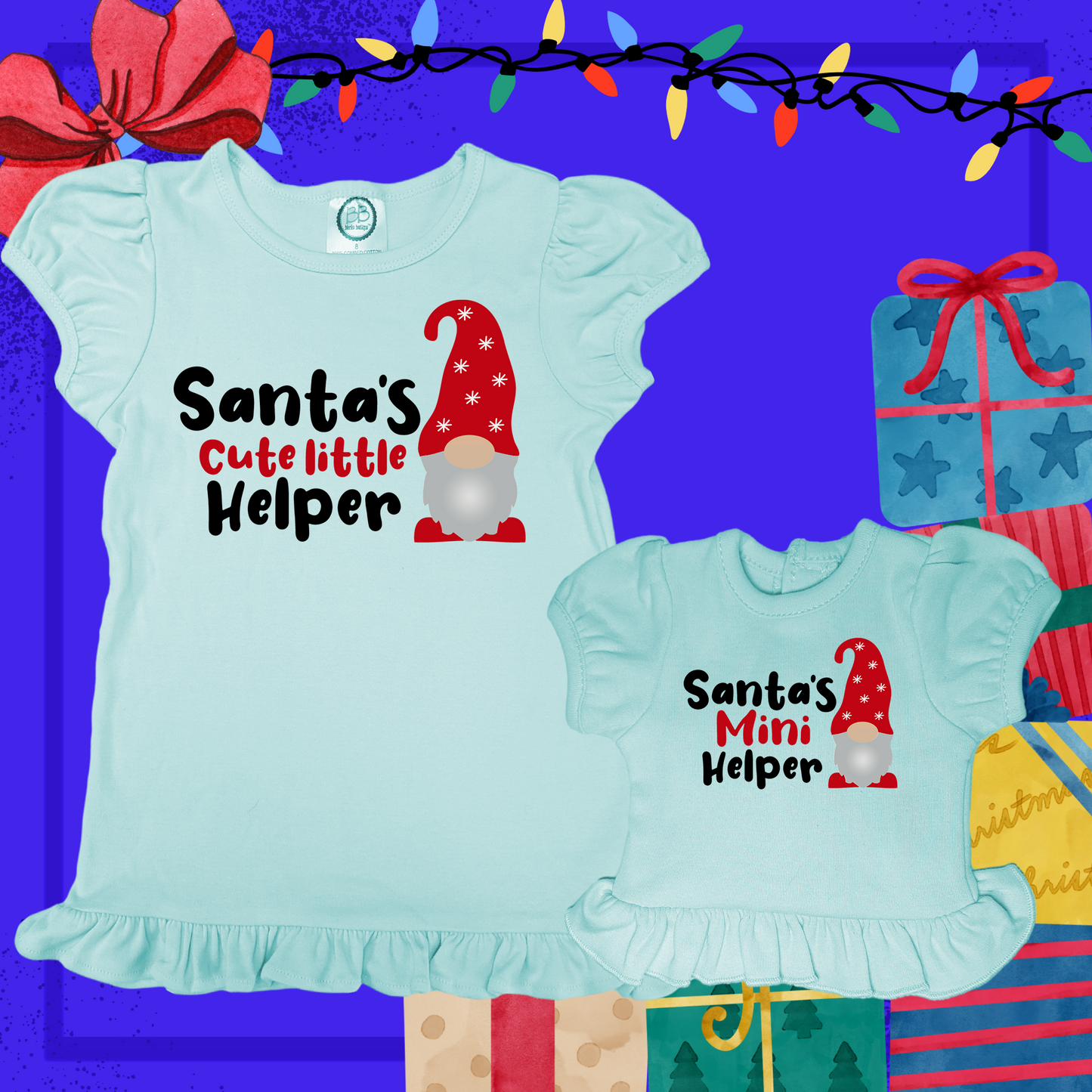 Santa's Cute Little Helper, 18" Doll Ruffle Tee Bundle