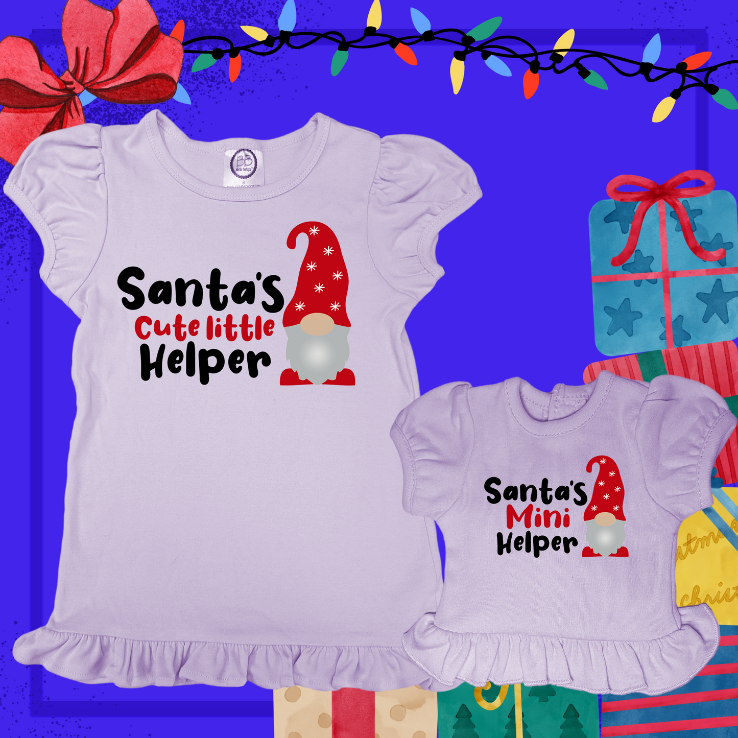 Santa's Cute Little Helper, 18" Doll Ruffle Tee Bundle