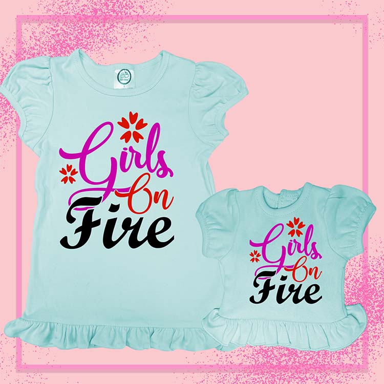 Girls on Fire, Extra Ruffle Girl's & Doll Shirts