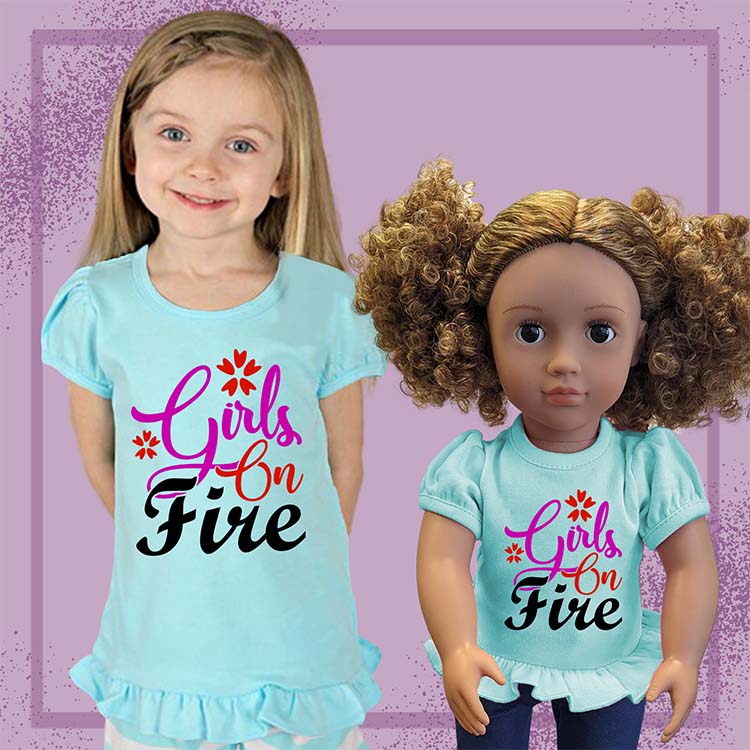 Girls on Fire, 18" Doll Ruffle Tee Bundle