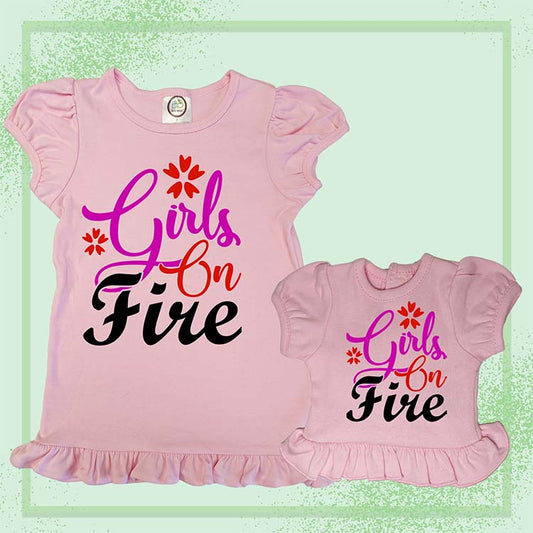 Girls on Fire, Extra Ruffle Girl's & Doll Shirts