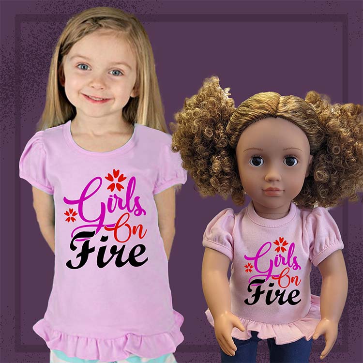 Girls on Fire, 18" Doll Ruffle Tee Bundle