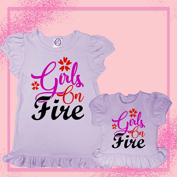 Girls on Fire, Extra Ruffle Girl's & Doll Shirts