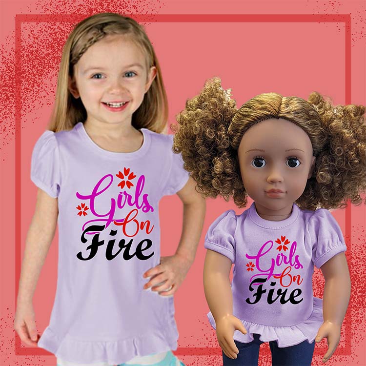 Girls on Fire, 18" Doll Ruffle Tee Bundle