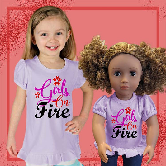 Girls on Fire, 18" Doll Ruffle Tee Bundle