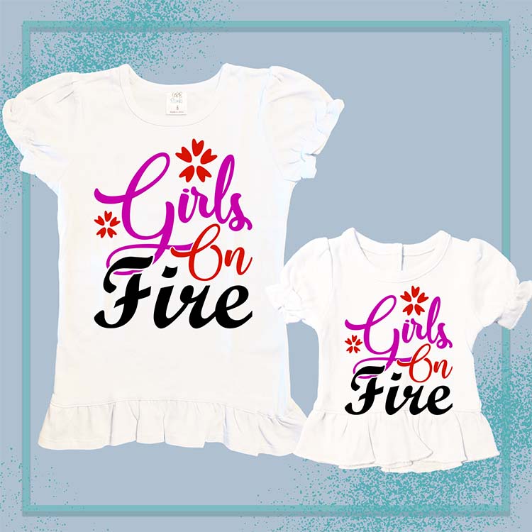 Girls on Fire, Extra Ruffle Girl's & Doll Shirts