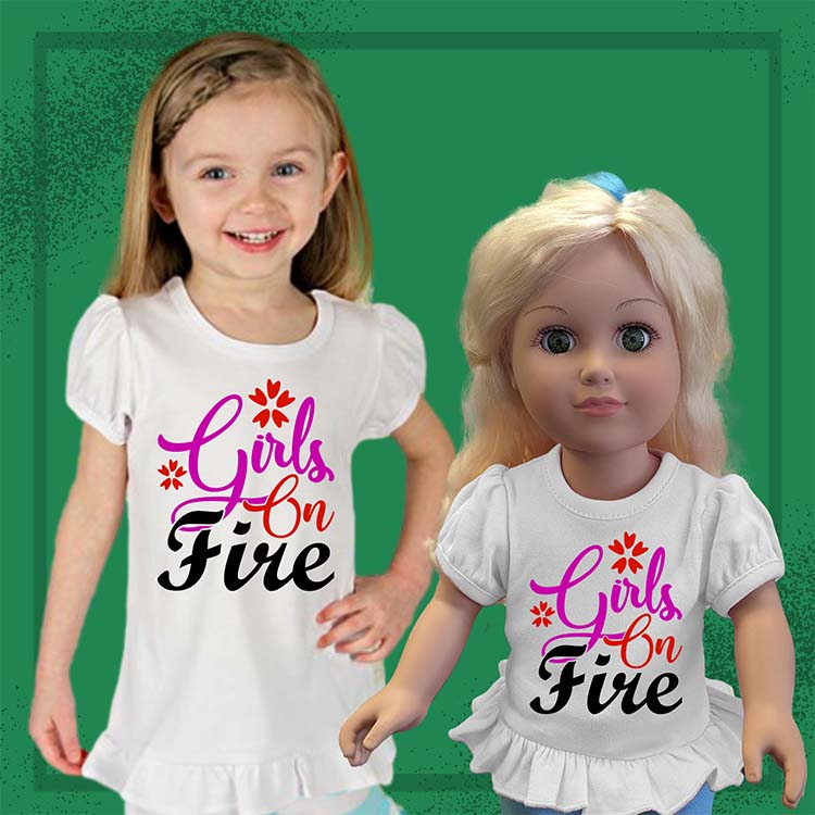 Girls on Fire, 18" Doll Ruffle Tee Bundle