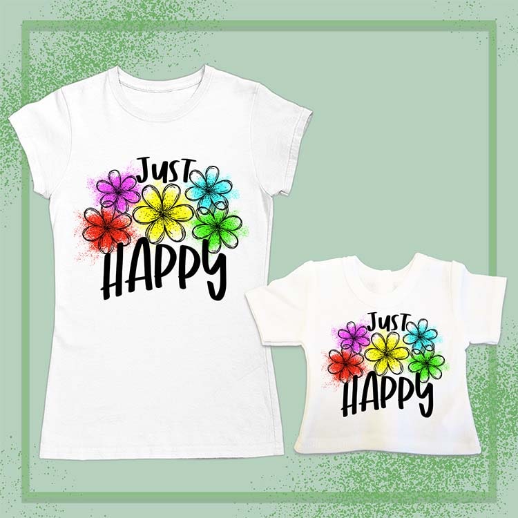 Just Happy Flowers, 14" Doll Regular Tee Bundle