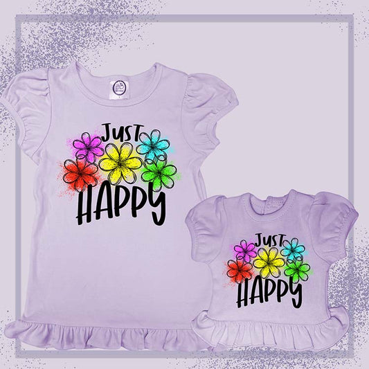 Just Happy Flowers, Extra Ruffle Girl's & Doll Shirts