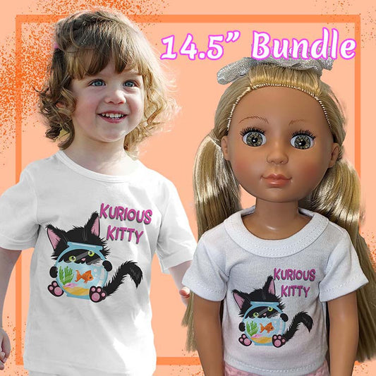 Kurious Kitty, 14" Doll Regular Tee Bundle