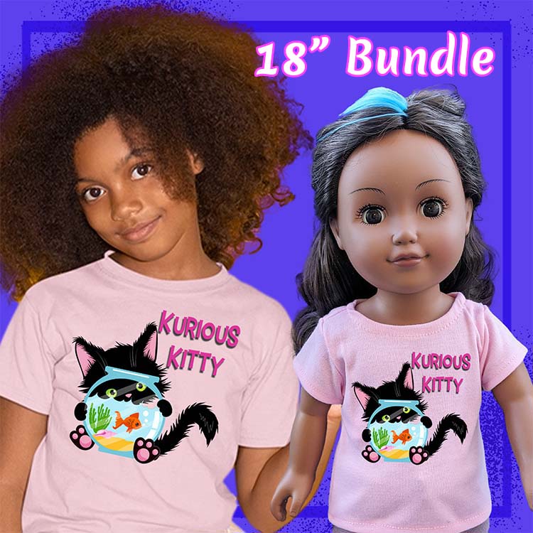 Kurious Kitty, 18" Doll Regular Tee Bundle