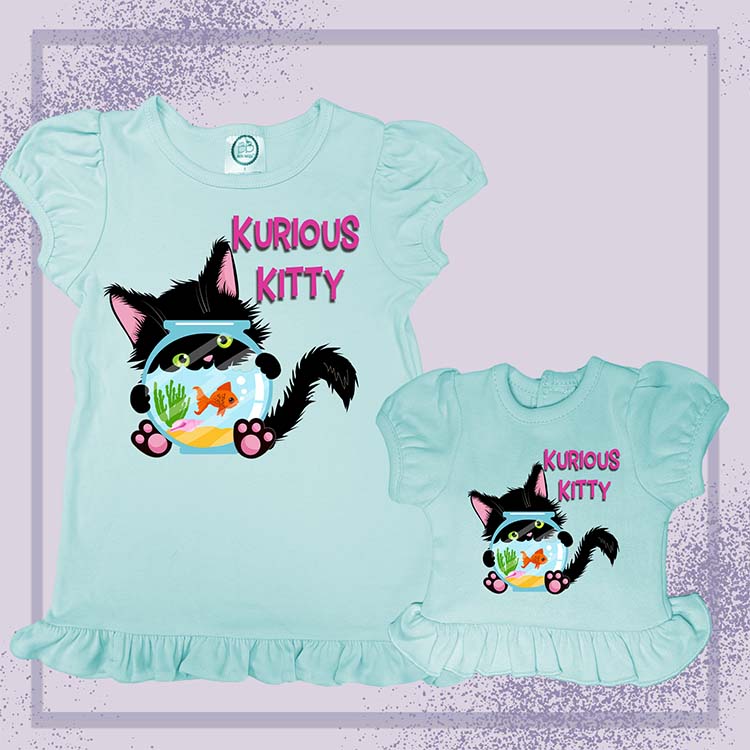 Kurious Kitty, Extra Ruffle Girl's & Doll Shirts