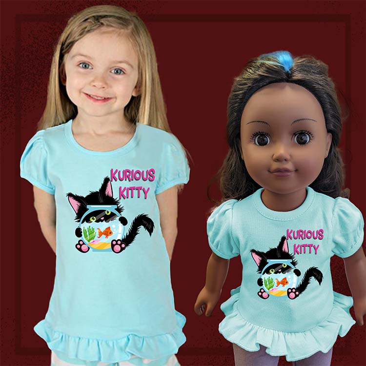 Kurious Kitty, 18" Doll Ruffle Tee Bundle