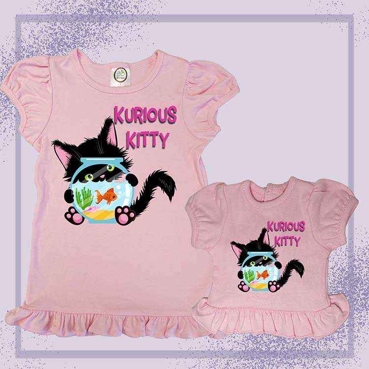 Kurious Kitty, Extra Ruffle Girl's & Doll Shirts