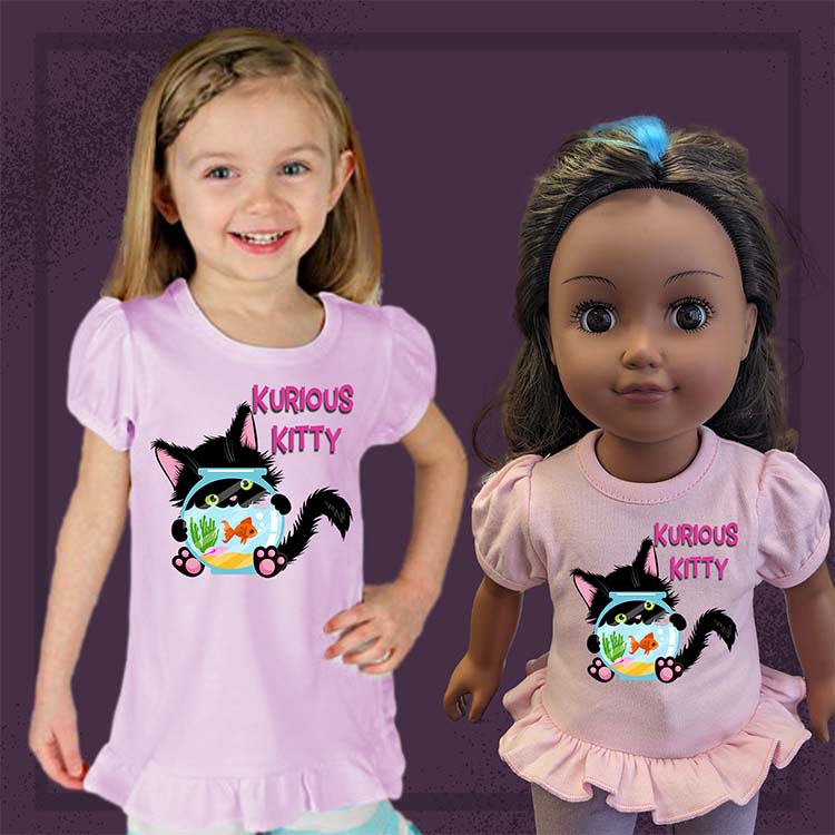 Kurious Kitty, 18" Doll Ruffle Tee Bundle