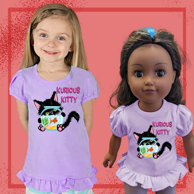 Kurious Kitty, 18" Doll Ruffle Tee Bundle